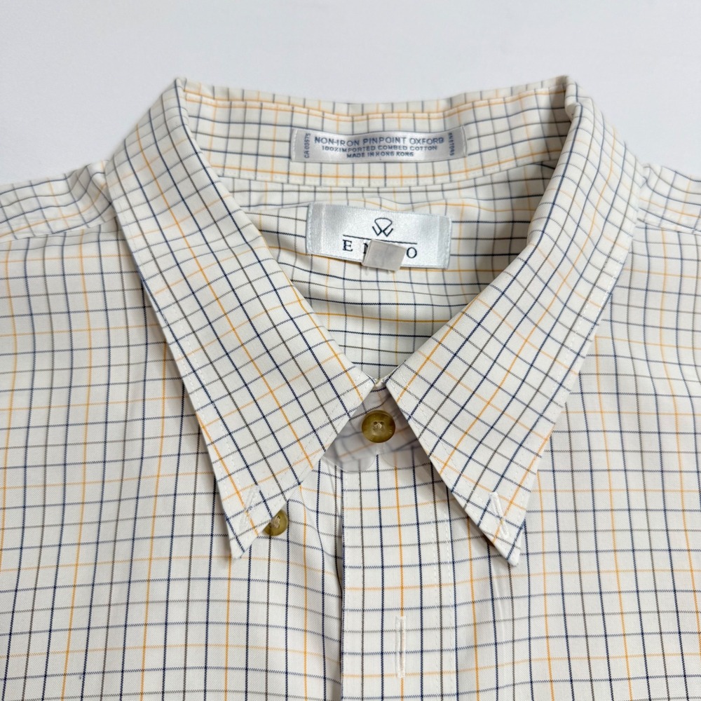 Enro Mens Non-Iron Pinpoint Oxford‎ Shirt 3XT Short Sleeve Plaid Button Down